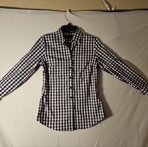 Banana Republic Long Sleeve Black/White Riley Tailored Fit Shirt Check Women’s 2